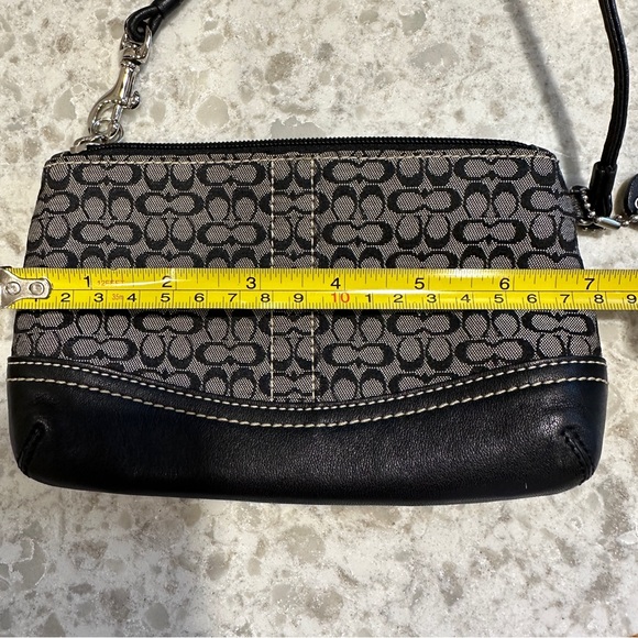 Coach Signature Black/ Gray Logo Canvas Leather Purse Y2K w/Sm Coin Purse - Picture 8 of 16